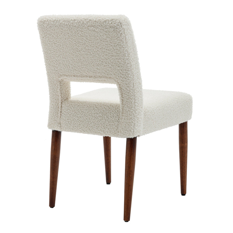 Accent Chairs Set of 2, Boucle Chairs with Solid Woood, Upholstered Dining Chairs for Living Room, Kitchen, Bedroom, Beauty Room,Dining room-Cream