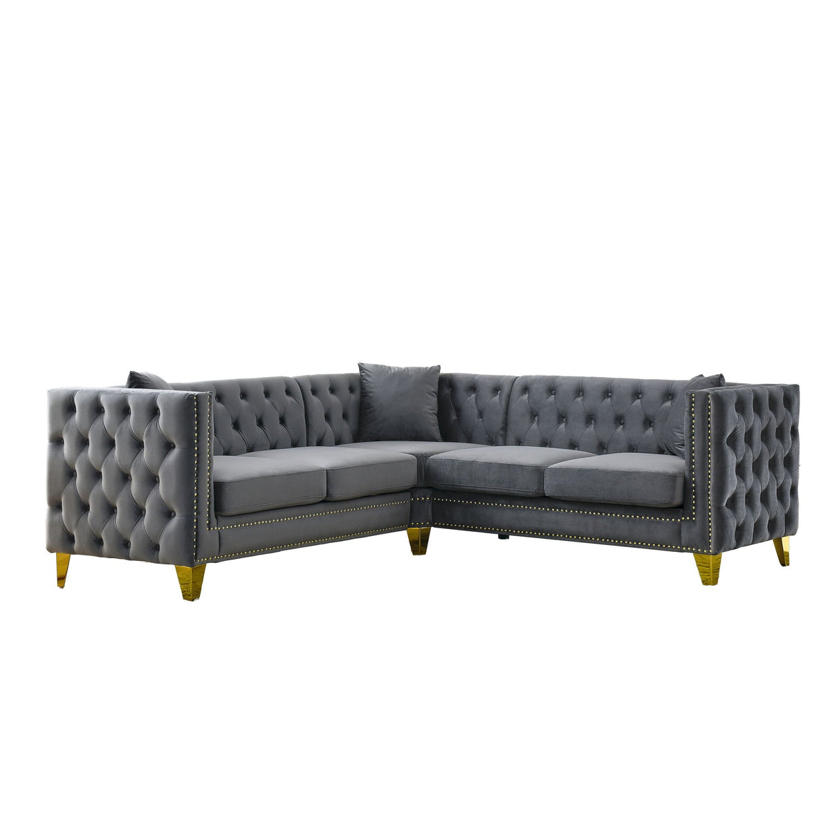 L-Shaped Corner Sofa, 5 Seater Sectional With Tufted Design, photo 2 of 23