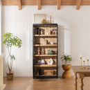 Mid Century Modern Style Tall Display Cabinet With Glass Doors For Collectibles - Black by Unique Piece Furniture