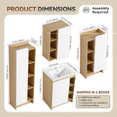 4 Piece Bathroom Vanity Set With Sink, Vanity Combo With Storage Cabinets - Black / Light Oak / White by HouseOfZazla