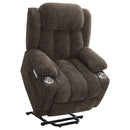 Beca - Upholstered Power Lift Recliner With Cupholders And USB Charging by HouseOfZazla