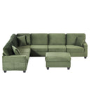 Upholstered U-Shaped Sectional Sofa With Movable Ottoman And Side Storage Pockets by HouseOfZazla