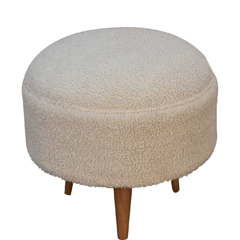 Walker Edison | Cream Boucle Rounded Footstool