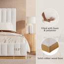 King Size Bed Frame With Linen Upholstery and Solid Wood Base by HouseOfZazla