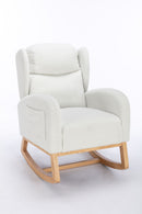 Teddy Fabric Rocking Chair With Packet Wood Legs - Ivory by HouseOfZazla