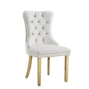 Elegant White Velvet Dining Chairs with Gold Mirrored Finish Legs - Set of 2, 19.7'L x 24'D x 36.2'H, Luxurious Dining Room Charm