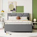Upholstered Platform Bed With Brick Pattern Headboard And Twin Long Size Trundle by Unique Piece Furniture