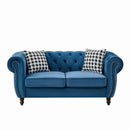 Chesterfield Fabric Sofa With Roll Armrest And Nailhead, Mid Century 2 Seater Couch In by HouseOfZazla