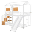 Metal Bunk Bed, Metal Housebed With Slide And Storage Stair by HouseOfZazla