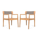 Creative Braided Acacia Wood Outdoor Dining Chairs with Armrests by HouseOfZazla