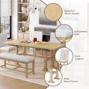 Artisanal 6-Piece Extendable Solid Wood Dining Set with Bench Seating