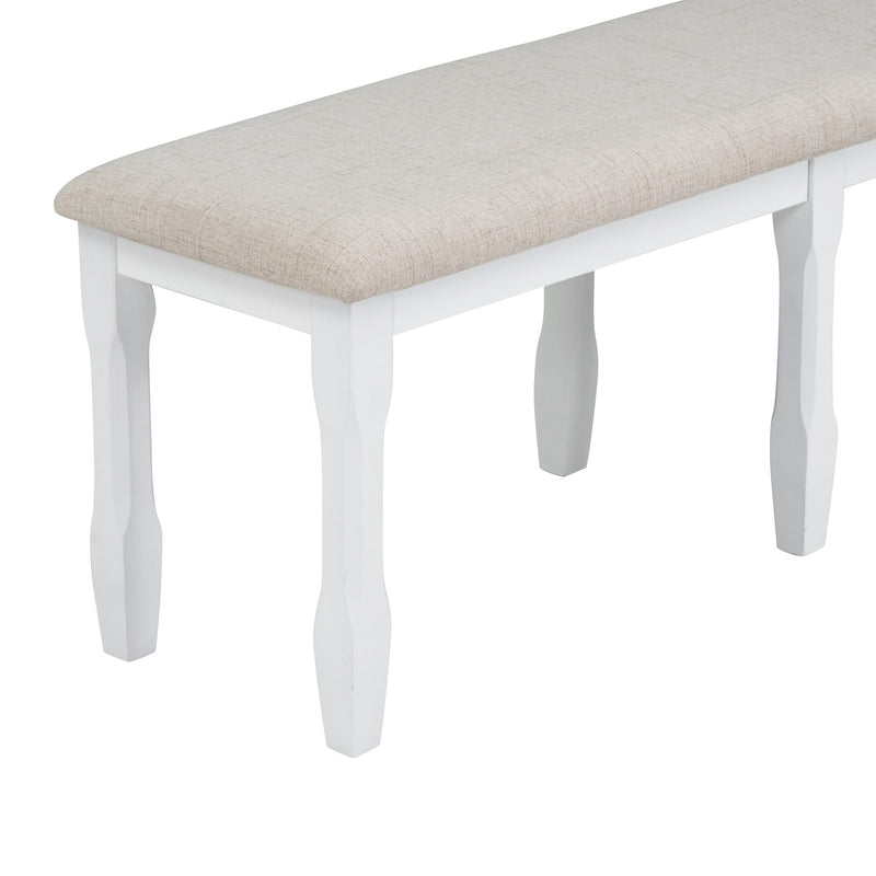 6-Piece Classic Dining Table Set, Rectangular Extendable Dining Table with two 12"W Removable Leaves and 4 Upholstered Chairs & 1 Bench for Dining Room (Gray+White)