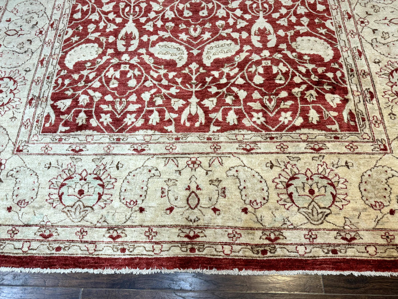 Pakistani Chobi Rug 8x10, Red, Handmade