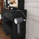 Vanity Desk With 3 LED Lighting Modes, 4 Drawers, Open Shelves, Hair Dryer Holder & Power Socket Dressing Table Set With Chair - Black by HouseOfZazla