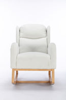 Teddy Fabric Rocking Chair With Packet Wood Legs - Ivory by HouseOfZazla