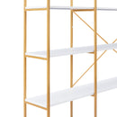 78 Inch 4 Tiers Home Office Bookcase Bookshelf, Storage Cabinet Display Shelf, X Bar Gold Frame