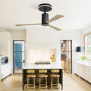 Modern Flush Mount Ceiling Fan With Led Light And Remote Control, 3 ABS Blades Noiseless Reversible Dc Motor For Patio Living Room - Matte Black by HouseOfZazla