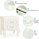 Carved Nightstand With 2 Drawers, Bedside Table - White by HouseOfZazla