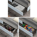 Anda - Boucle Upholstered Platform Bed With Patented Drawers Storage - Ivory by HouseOfZazla