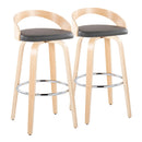 Grotto - Contemporary Fixed-Height Barstool With Swivel With Round Footrest (Set of 2) by HouseOfZazla