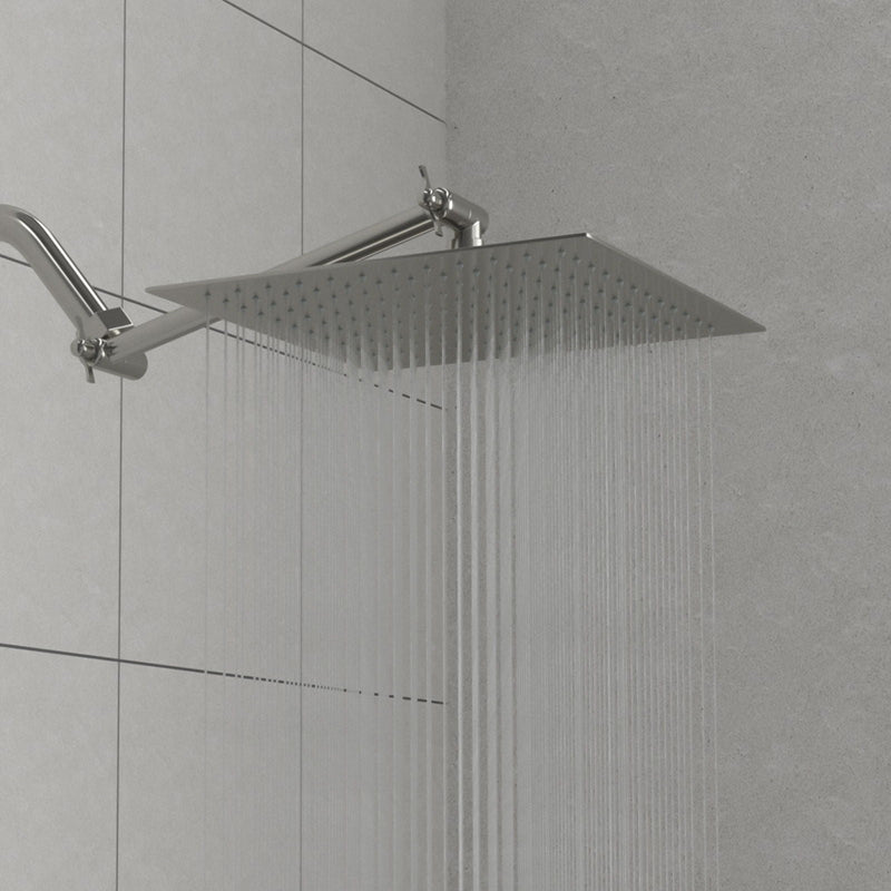Luxury Rain Shower Head With Adjustable Arm, 10" Square, Stainless Steel - Brushed Nickel, photo 6 of 15