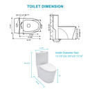 1 Piece Toilet For Bathroom, Dual Flush 1.24 / 1.6 Gpf, Soft Closing Seat - White by HouseOfZazla