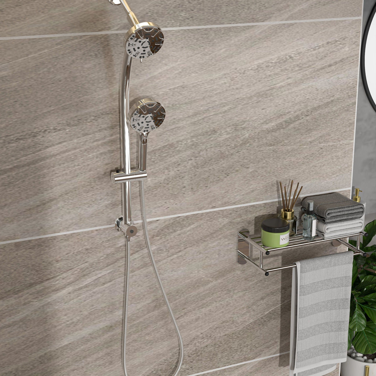 Multi Function Dual Shower Head System With 4.7" Rain Showerhead, 8 Function Hand Shower, Adjustable Slide Bar, photo 17 of 25