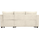 90" Pull Out Sleeper Sofa L-Shaped Couch Convertible Sofa Bed with Storage Chaise, Storage Racks and USB Ports (SG001340AA), Beige