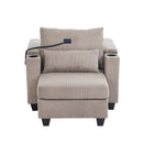 Convertible Chaise Lounge Sofa Chair With USB Ports, Cup Holders, Phone Holder And Storage by HouseOfZazla