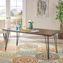 Modern Industrial Faux Live Edge Dining Table With Hairpin Legs - Natural