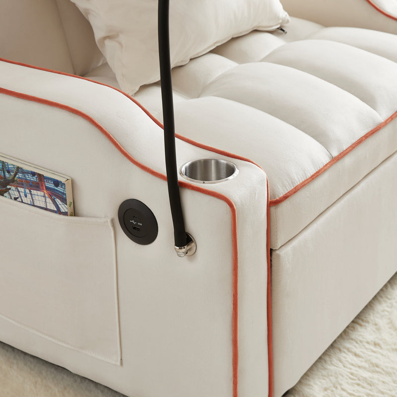 3-in-1 Sofa Bed, Convertible Sleeper Chair Sofa Bed Adjustable Pull Out Sleeper Chair Bed Multi-Pockets Folding Sofa Bed for Living Room Bedroom Small Space