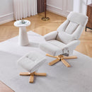 Upholstered Heated Massage 360° Swivel Accent Chair With Ottoman by HouseOfZazla