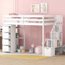 Loft Bed With Storage Drawers And Stairs With Shelves by Unique Piece Furniture