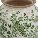 7.7x7.7x14.6' White Ceramic Flower Vase with Green Floral Pattern by HouseOfZazla