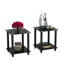 2-Piece Black Side Table, 2-Tier Space End Table, Modern Night Stand, Sofa table, Side Table with Storage Shelve