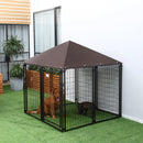 5' x 5' x 5' Dog Kennel Outdoor, Walk-in Pet Playpen, Welded Wire Steel Dog Fence with Water-and UV-Resistant Canopy, Jet Black