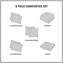8 Piece Printed Seersucker Comforter and Quilt Set Collection Aqua Full/Queen