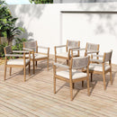 Braided Acacia Wood Outdoor Dining Chairs Set of 2 – Teak Look with Beige Rope & Cream Cushions by HouseOfZazla