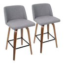 Toriano - Mid Century Modern Fixed Height Counter Stool & Square Footrest (Set of 2) by Unique Piece Furniture