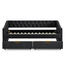 Upholstered Tufted Daybed With 2 Drawers, Waved Arms by HouseOfZazla