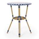 French Bistro Table Outdoor Elegance - White / Blue by HouseOfZazla