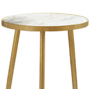 Delilah - Marble And Table Elegant Round Design With Polished - White / Gold