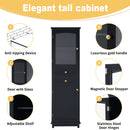 Tall Bathroom Storage Cabinet With Glass Doors, Free-Standing, Two Drawers, And Adjustable Shelves, Board, Painted Perfect For Displaying Your Favorite Items by Unique Piece Furniture
