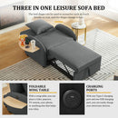 Sleeper Sofa Chair Bed, 3-In-1 Convertible with Adjustable Backrest & Foldable Table by HouseOfZazla