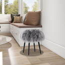 Alberta - Mongolian Sheepskin Round Ottoman by HouseOfZazla