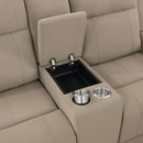 Slater - 3 Piece Upholstered Reclining Sofa Set And Built In Storage - Taupe