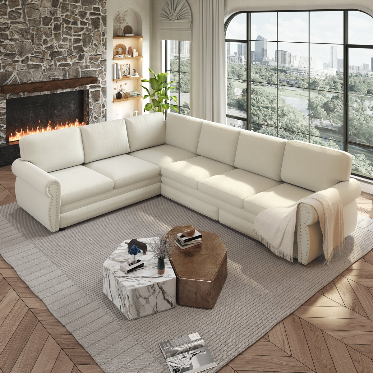 118" L-Shaped Convertible Sofa Bed, photo 2 of 10