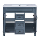 36" Bathroom Vanity With Ceramic Sink and Soft-Close Doors - Blue by HouseOfZazla