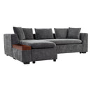 Modern L Shaped Sectional Sofa With Upholstery And Wooden Storage
