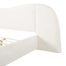 King Size Upholstered Bed Frame With Boucle Fabric Curved And Wide Headboard by HouseOfZazla